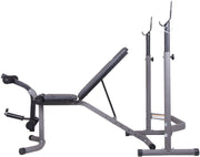 Body Champ BCB3780 Olympic Weight Bench with Leg Extension Curl Lift Developer Attachment / 2 piece Combo Bench and Squat Rack Stand - Body Flex Sports