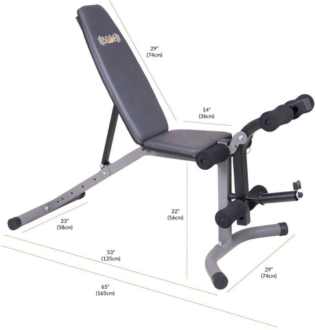 Body Champ BCB3780 Olympic Weight Bench with Leg Extension Curl Lift Developer Attachment / 2 piece Combo Bench and Squat Rack Stand - Body Flex Sports