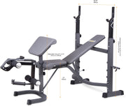 Body Champ BCB5860 Olympic Weight Bench with Preacher Curl, Leg Developer and Crunch Handle - Body Flex Sports