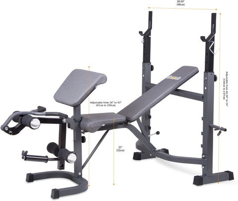Body Champ BCB5860 Olympic Weight Bench with Preacher Curl, Leg